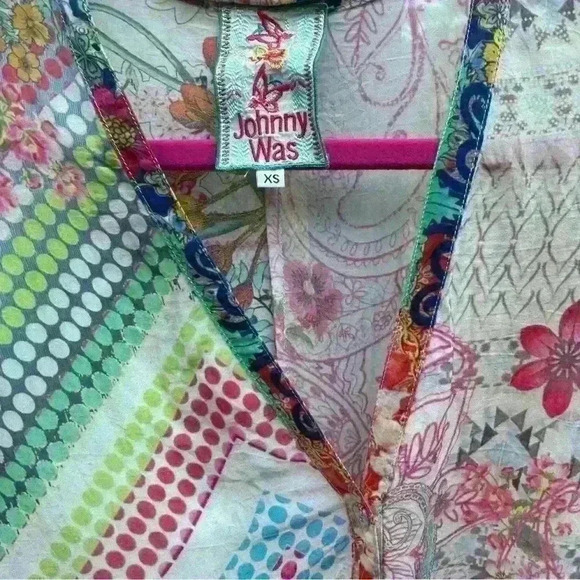 Johnny Was Garden Printed Floral Sheer Watercolor Long Cardigan XS - Picture 5 of 7